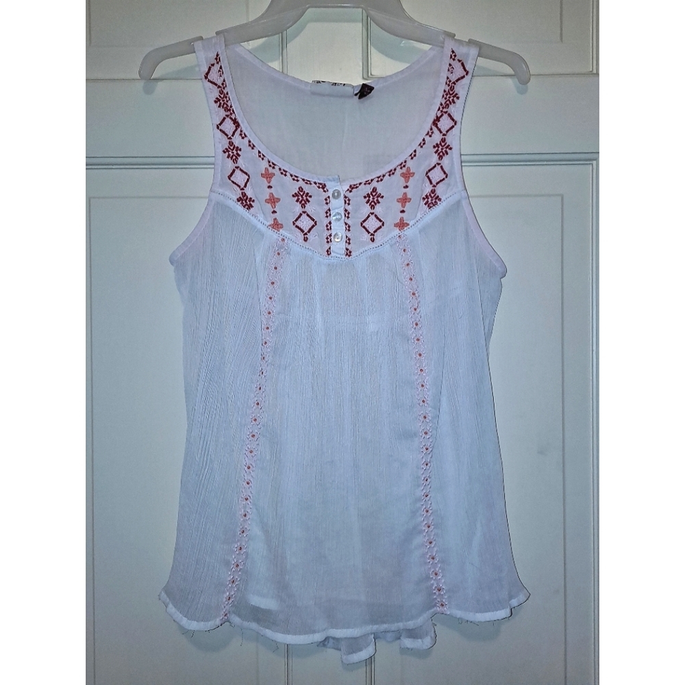 Women’s sleeveless tank top blouse embroidered sheer summer party sport formal